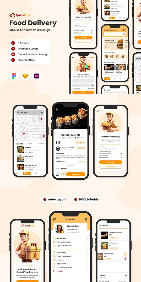 CreativeMarket - QuickEats - Food Delivery Mobile App - 91585721