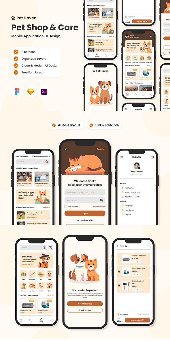 CreativeMarket - Pet Haven - Pet Shop Care Mobile App - 91585718