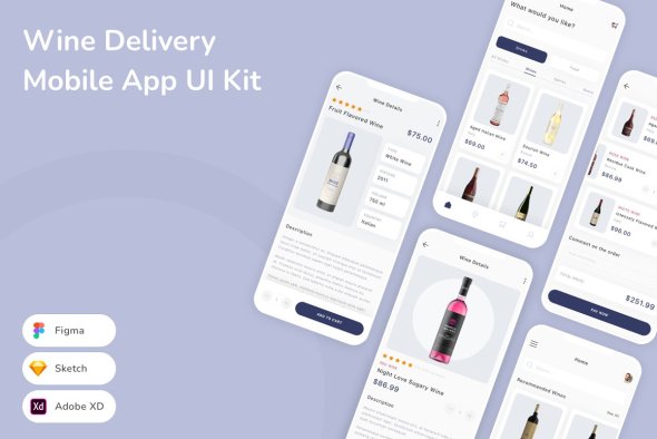 CreativeMarket - Wine Delivery Mobile App UI Kit - 91875981