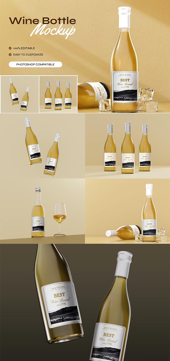 Bottle Champagne Product Mockup - 94D4SUF
