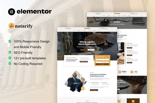 ThemeForest - Notarify v1.0.0- Notary Public & Legal Services Elementor Template Kit - 49871327