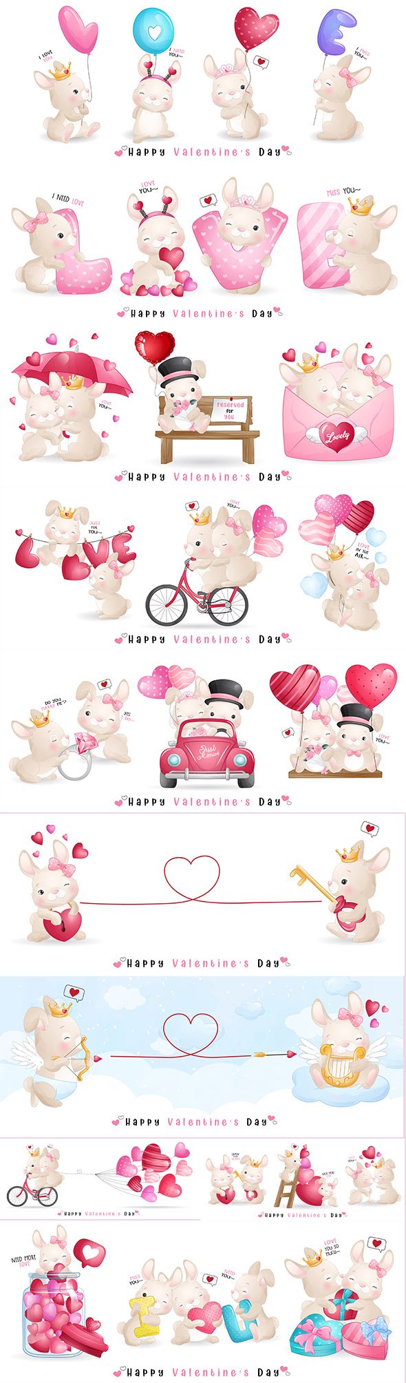 Cute Doodle Bunny For Valentines Day Collection