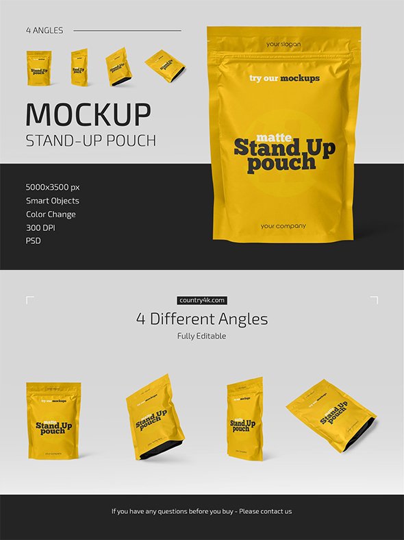 CreativeMarket - Matte Stand-Up Pouch Mockup Set - 5158450