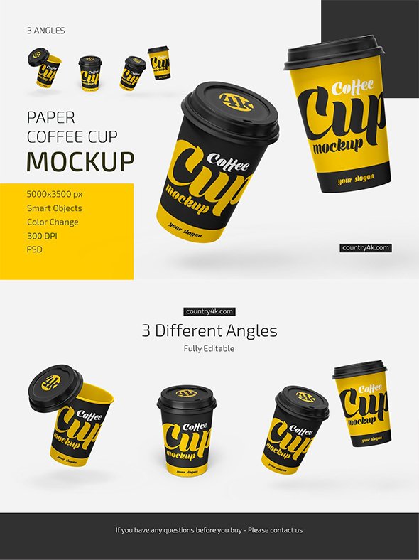 CreativeMarket - Paper Coffee Cup Mockup Set - 5338895