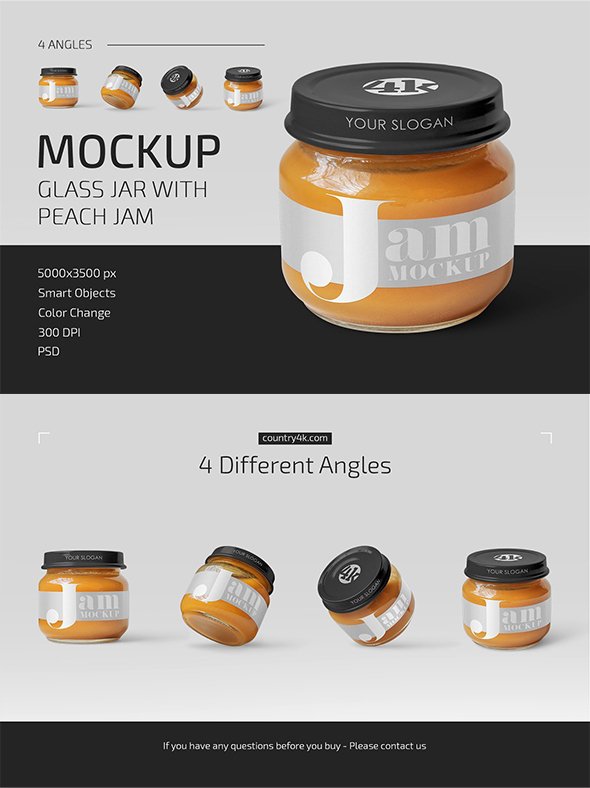 CreativeMarket - Glass Jar with Peach Jam Mockup Set - 5170611