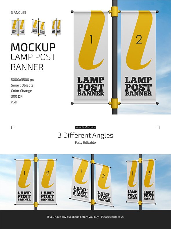 CreativeMarket - Lamp Post Banner Mockup Set - 5221801
