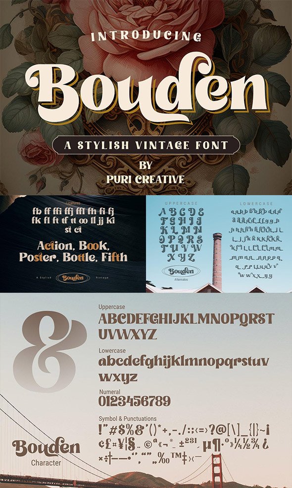 CreativeMarket - Bouden - Stylish Vintage Font - 91933422