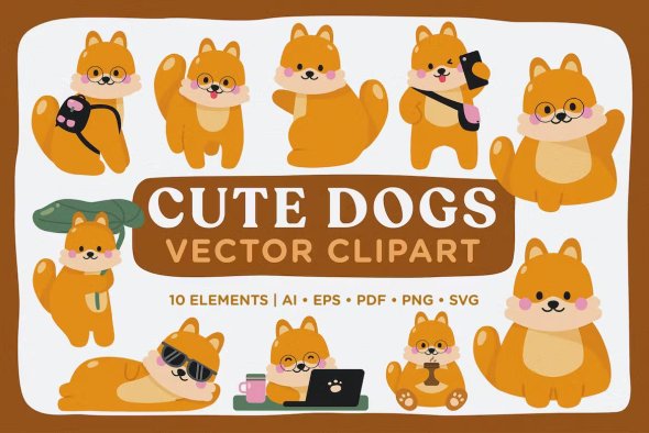 Cute Dogs Vector Clipart Pack - SMGNYK5