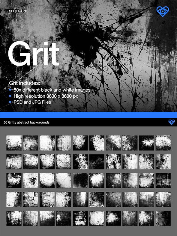CreativeMarket - Grit - 50 Black & White Textures - 91952575