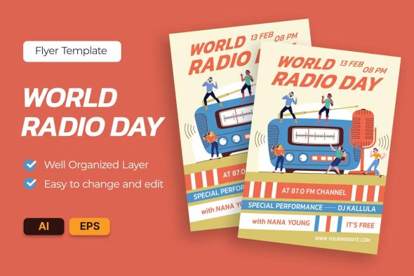 World Radio Day Flyer Template - MDESLGR