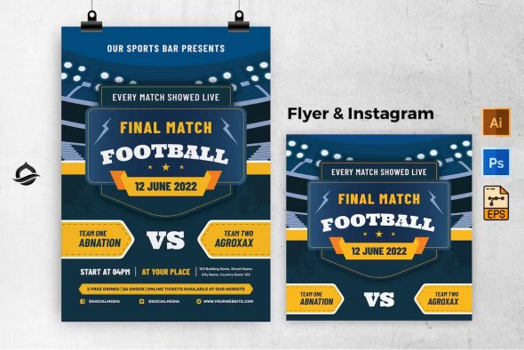 Football Final Match Flyer & Instagram Post - G2X89K8
