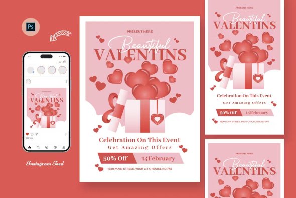 Bouquets Valentines Day Flyer Template - 49RT9XN