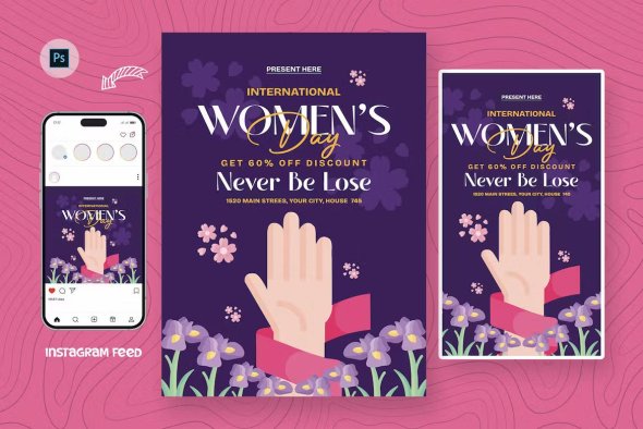 Strong Womens Day Flyer Design Template - AMV59K7