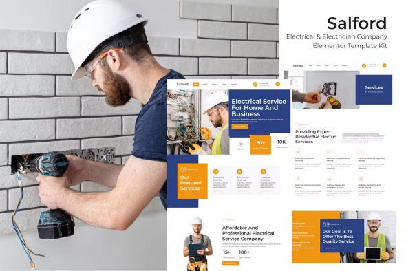 ThemeForest - Salford v1.0.0 - Electrical & Electrician Service Company Elementor Pro Template Kit - 50254841