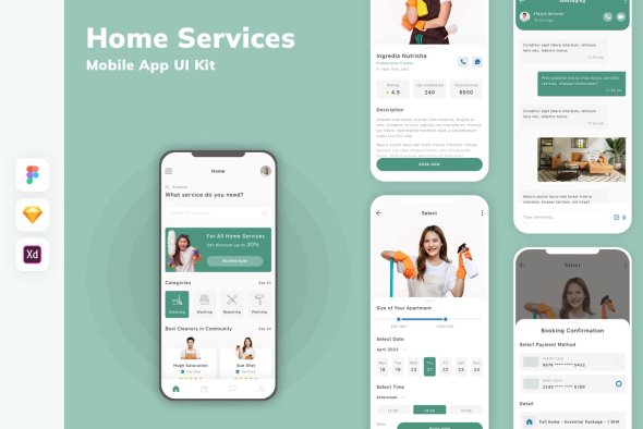 CreativeMarket - Home Services Mobile App UI Kit - 91961668