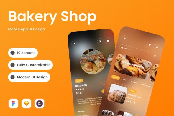 Patisserie - Bakery Shop Mobile App - PGSD65N