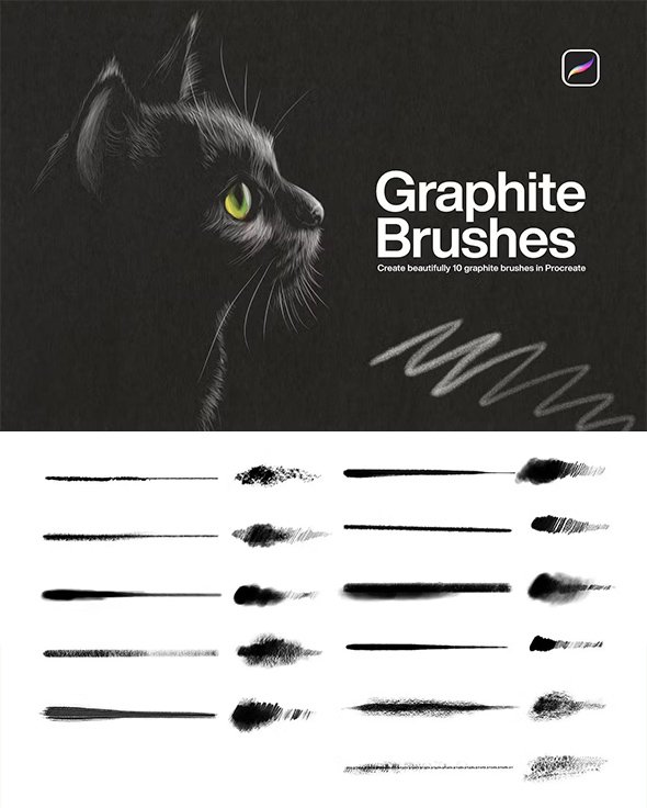 10 Graphite Brushes Procreate
