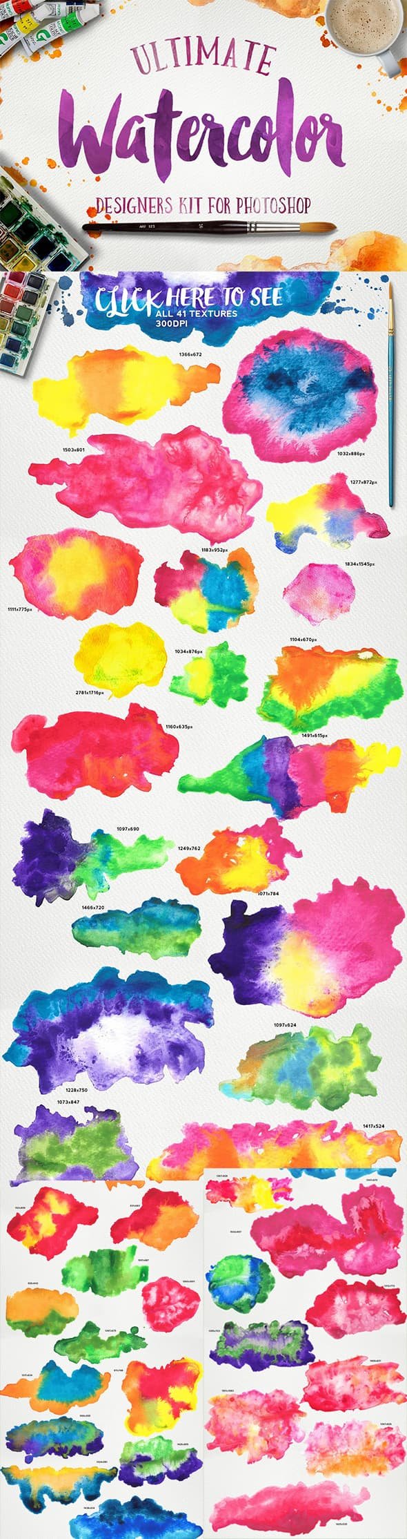 CreativeMarket - Watercolor KIT for Photoshop - 223071