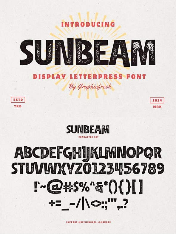 Sunbeam - The Display Letterpress Font - ZFSREXH
