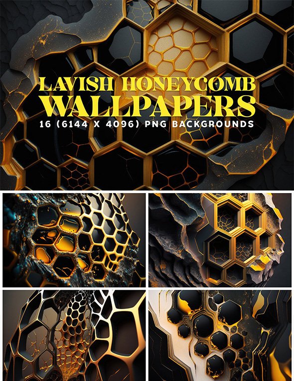 CreativeMarket - 16 Lavish Honeycomb Wallpapers - 12786806