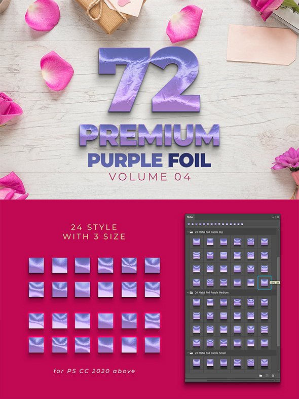 CreativeMarket - 72 Premium Foil Purple Style - 12784281
