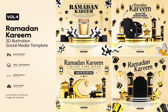 Ramadan Kareem Social Media Post Template Pack 04 - E4ETRDP