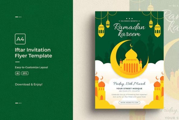 Ramadan Iftar Invitation Flyer Design Template - A4566RU