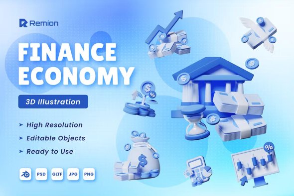 Finance Economy 3D Object - ZGL79DV