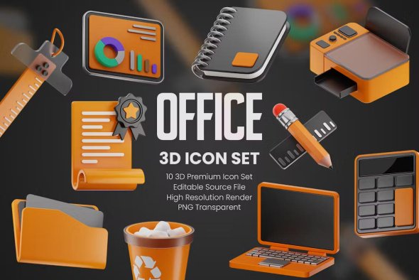 Office 3D Icon Set - JQCR7K5