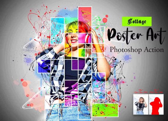 CreativeMarket - Collage Poster Art Photoshop Action - 12768020