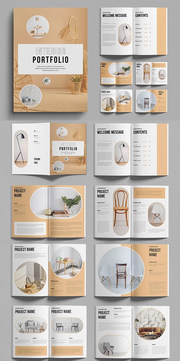 CreativeMarket - Interior Portfolio Template Design - 92090706