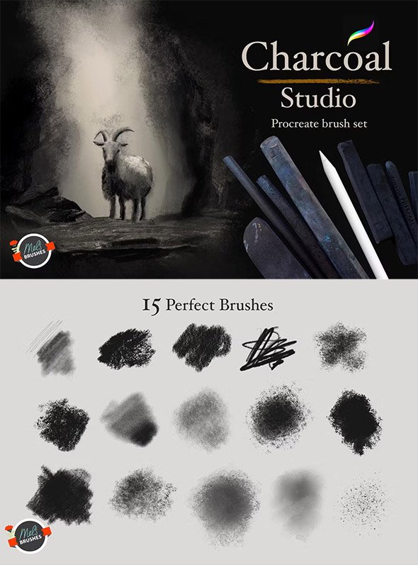 CreativeMarket - Charcoal Studio Procreate Brushes - 25437091