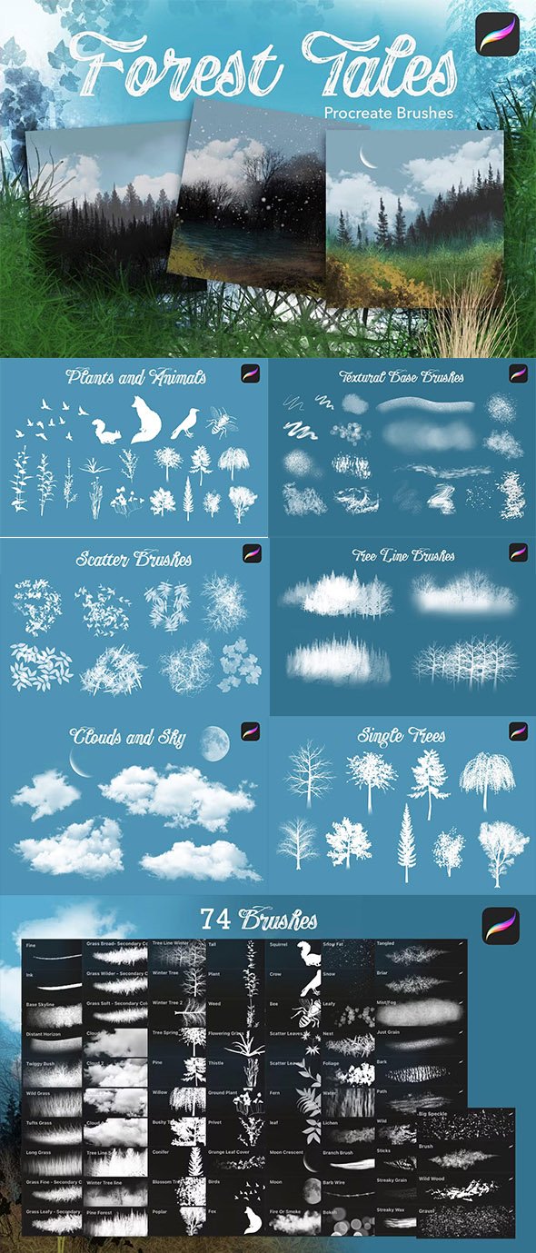 CreativeMarket - Forest Tales Procreate Brushes - 7093651