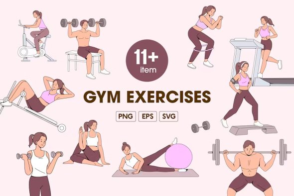 Gym Exercises illustration - 3R5G6ES