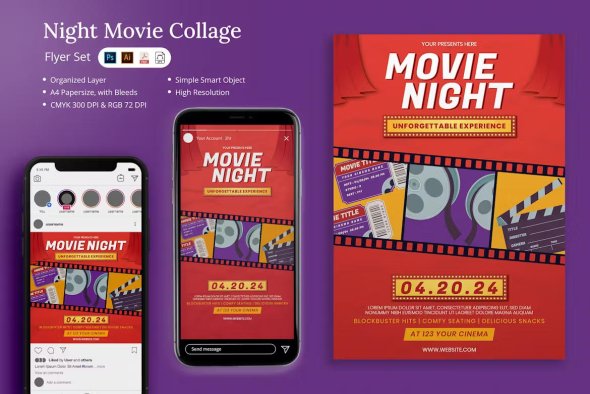 Tance - Night Movie Collage Flyer Set - DYUVUHM