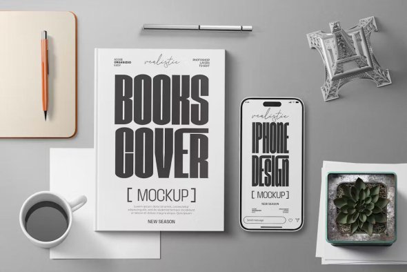 Books Cover and Iphone Set Mockup - KLQVC9X