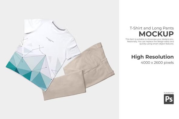 T-Shirt and Long Pants Mockup - RZJLK3L