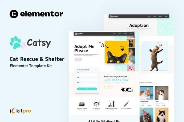 ThemeForest - Catsy v1.0.0 - Cat Rescue & Shelter Elementor Template Kit - 51417203