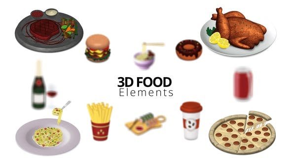 VideoHive - 3D Food Elements - 51514141