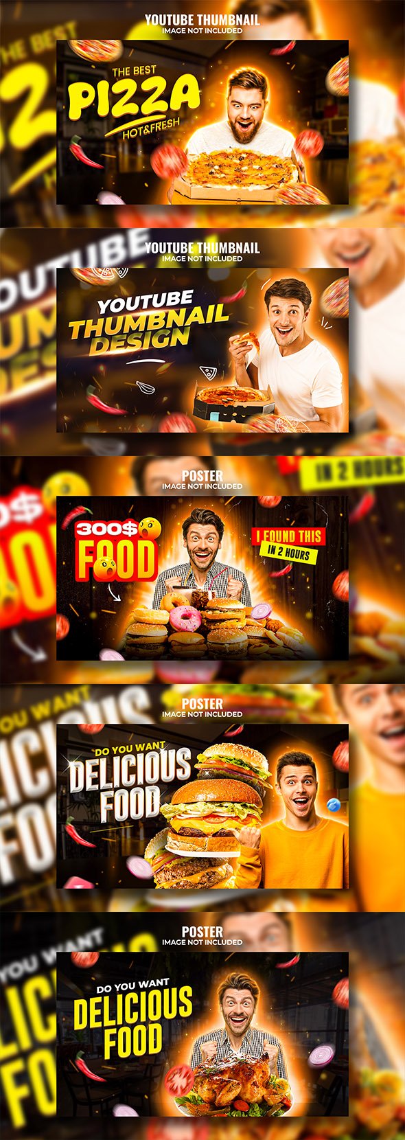 5 Food PSD Web Banner Template Design