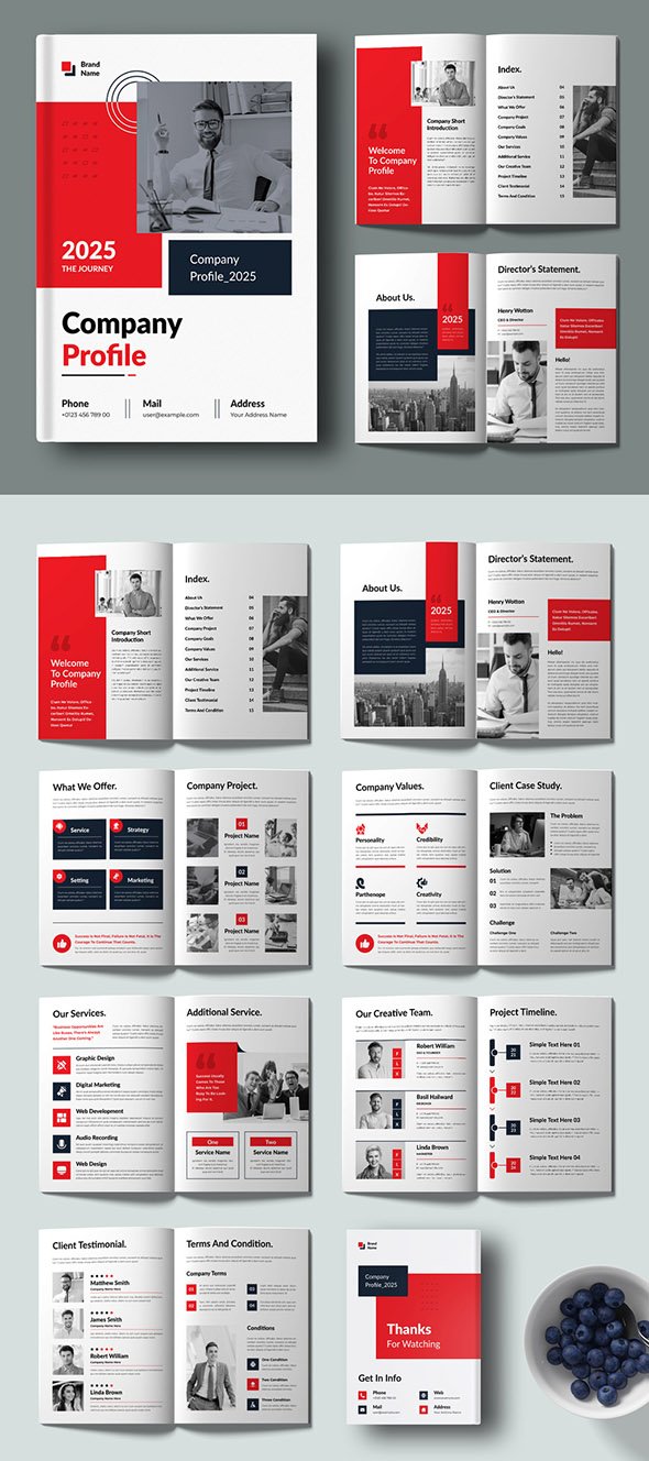 AdobeStock - Corporate Company Profile With Red Color - 728990258
