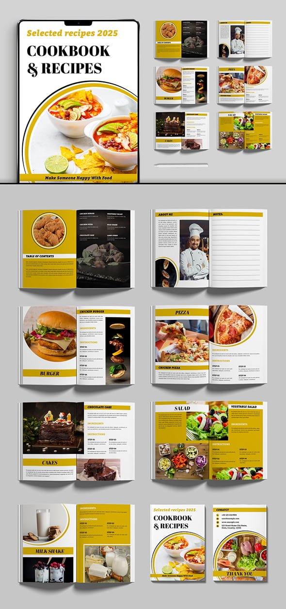 AdobeStock - Natural Food Recipe Book Design Layout - 735684926