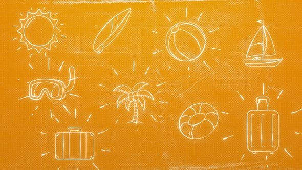 VideoHive - Doodle Scribble Summer Beach Tropical Elements - 51824327