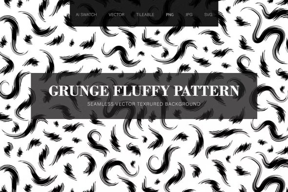 Grunge Black Fluffy Seamless Pattern - W2W3VNQ