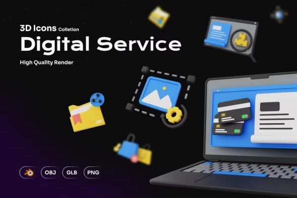Digital Service 3D Icons - R7F8U4Z