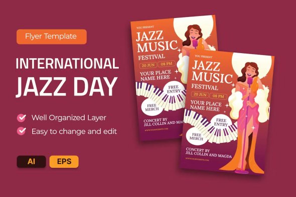 International Jazz Day Flyer Template - 2MKRZP5